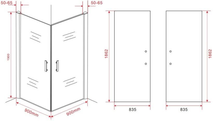 Aloni Douchecabine 90x90x190 cm | 2 Draaideuren | Helder glas | Chroom