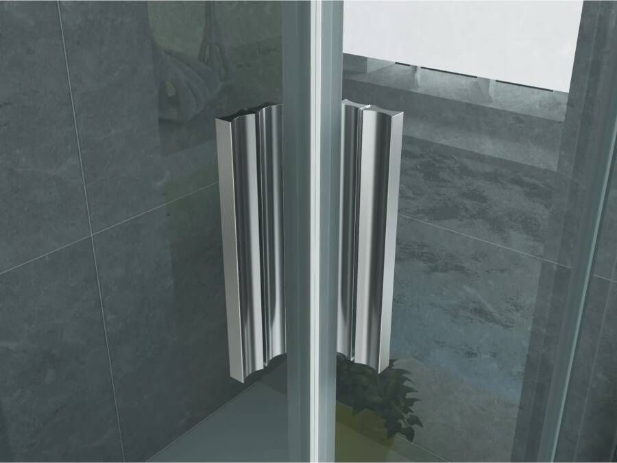Aloni Douchecabine 90x90x195 cm | 2 Schuifdeuren | Helder glas | Chroom