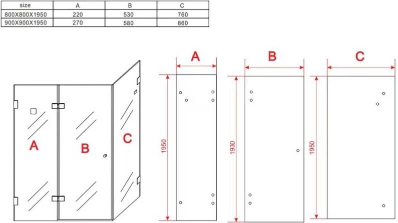 Aloni Douchecabine Anti-kalk | 90x90x190 cm | 1 Draaideur | Helder glas | Chroom