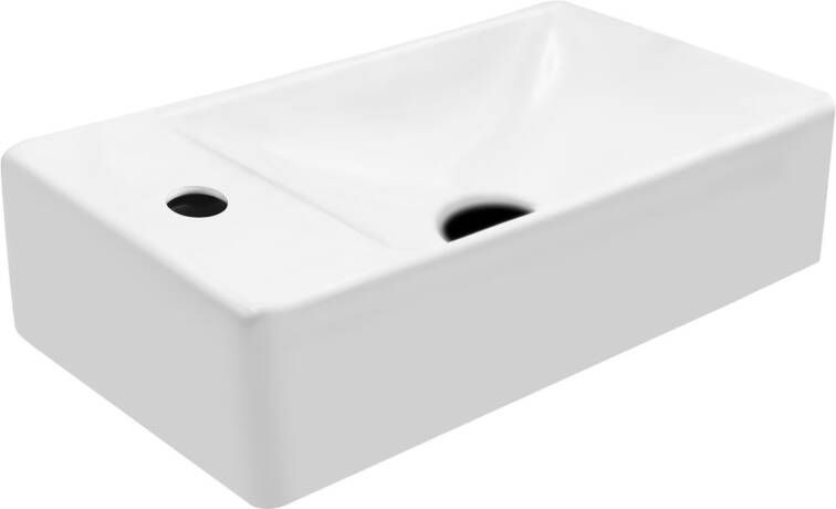 Aloni fonteinset wit 37X20X10 cm kraangat links met kraan sifon en waste in gunmetal
