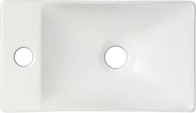 Aloni fonteinset wit 37X20X10 cm kraangat links met kraan sifon en waste in gunmetal