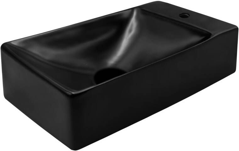 Aloni fonteinset zwart 37X20X10 cm kraangat rechts met kraan sifon en waste in mat zwart