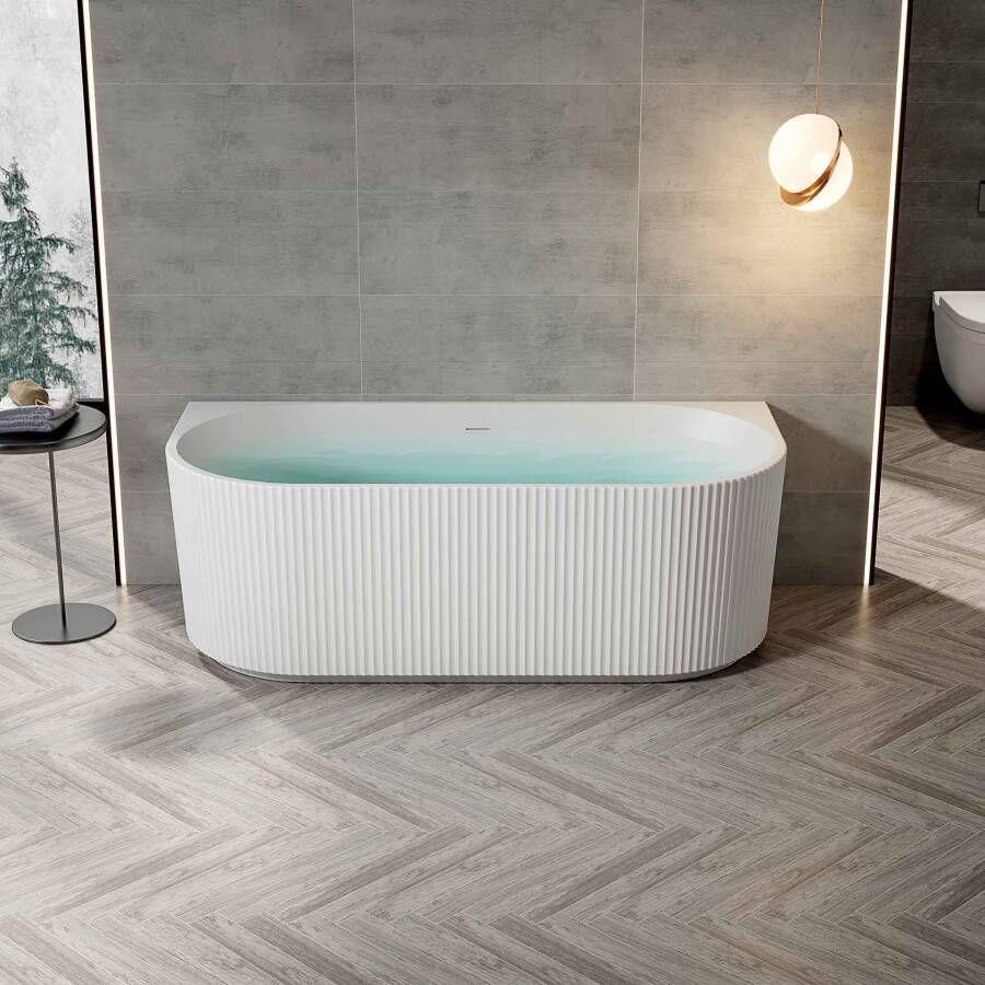 Aloni Half-vrijstaand bad Rondo | 170x80x58 cm | Acryl | Rechts | Mat wit