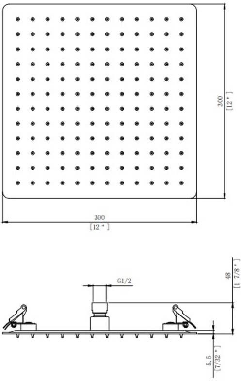 Aloni Hoofddouche | 30 cm | Aan plafond | RVS | Vierkant | Gebosteld goud