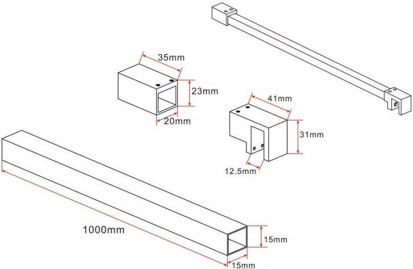 Aloni Muurprofiel voor douchewand | 200 cm | Mat zwart
