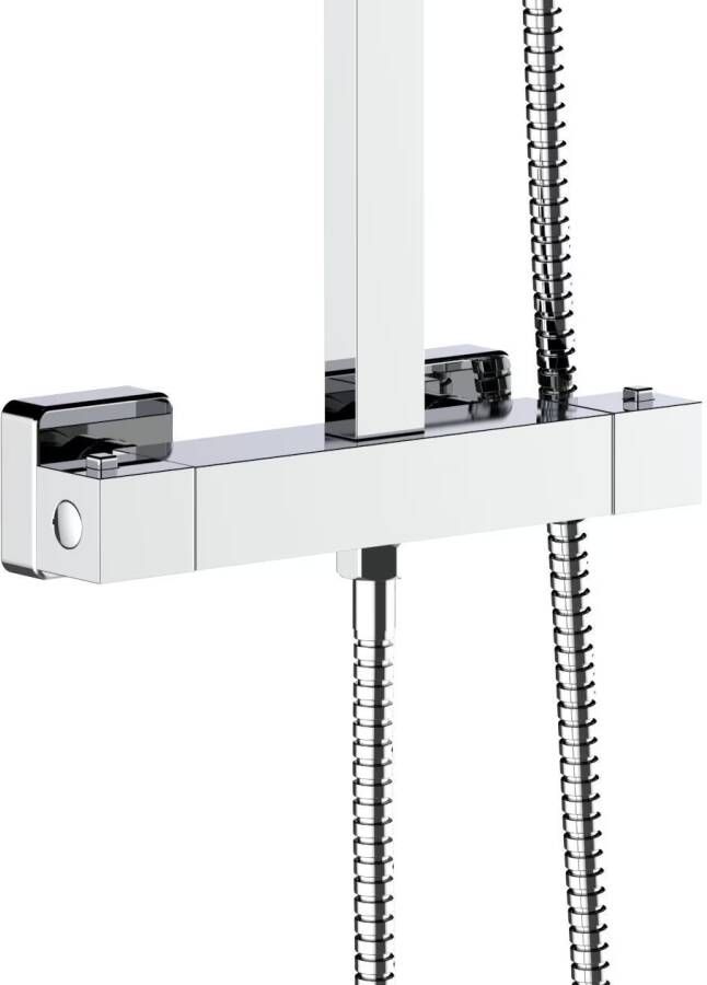 Aloni Regendouche set Quadro | Opbouw | 22 cm | Thermostaatkraan | Incl.Handdoucheset | Chroom