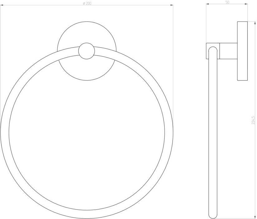 Aqualux Handdoek ring PRO 2000 | Wandmontage | 20 cm | Chroom
