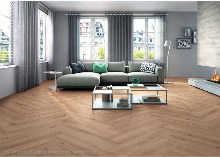 Atlas Concorde Solution Breath Vloer- en wandtegel | 22.2x89.5 cm | Gerectificeerd | Houtlook | Mat Bruin