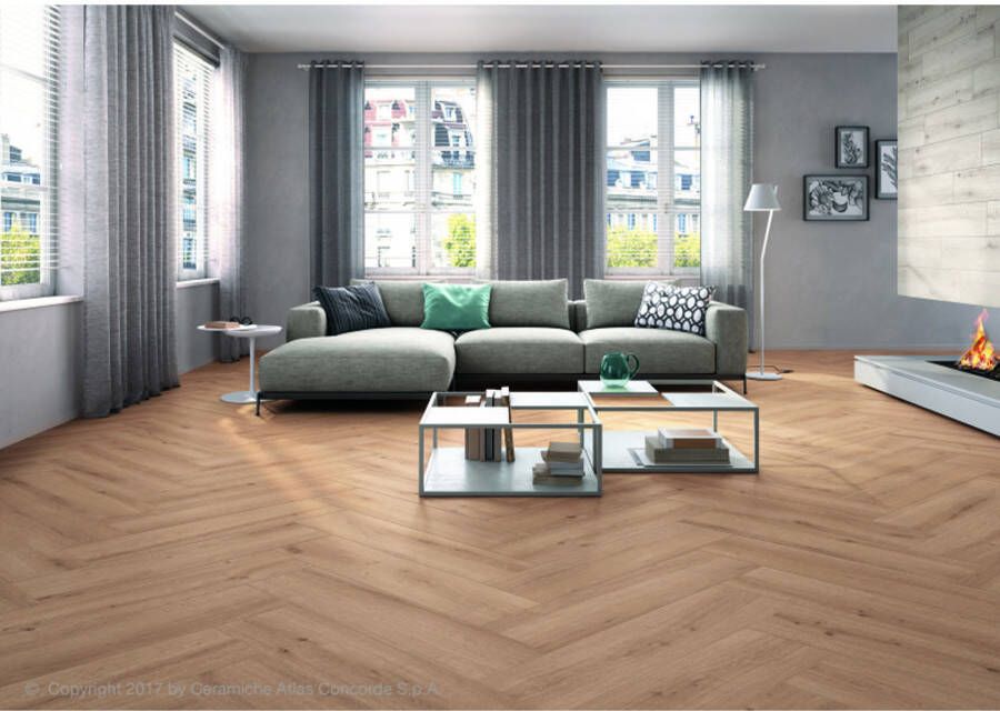Atlas Concorde Solution Breath Vloer- en wandtegel | 22.2x89.5 cm | Gerectificeerd | Houtlook | Mat Bruin