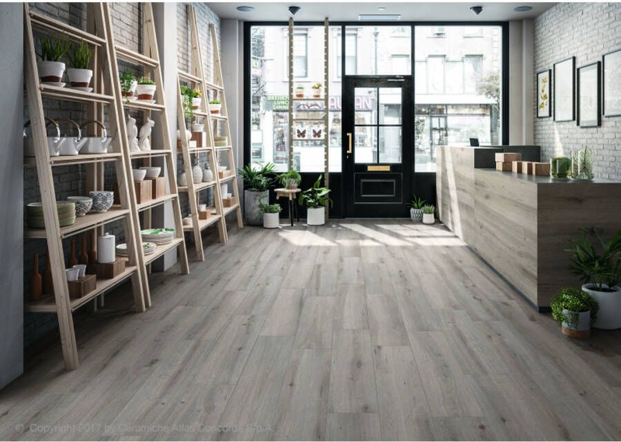 Atlas Concorde Solution Breath Vloer- en wandtegel | 22.2x89.5 cm | Gerectificeerd | Houtlook | Mat Grijs