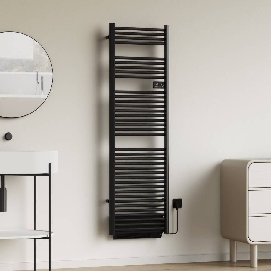 Belrad Elektrische handdoekradiator | 180x45 cm | Met blower | 2000 watt | Mat zwart