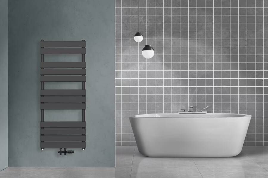 Belrad handdoek radiator middenaansluiting 593 watt 120x50 cm staal wit