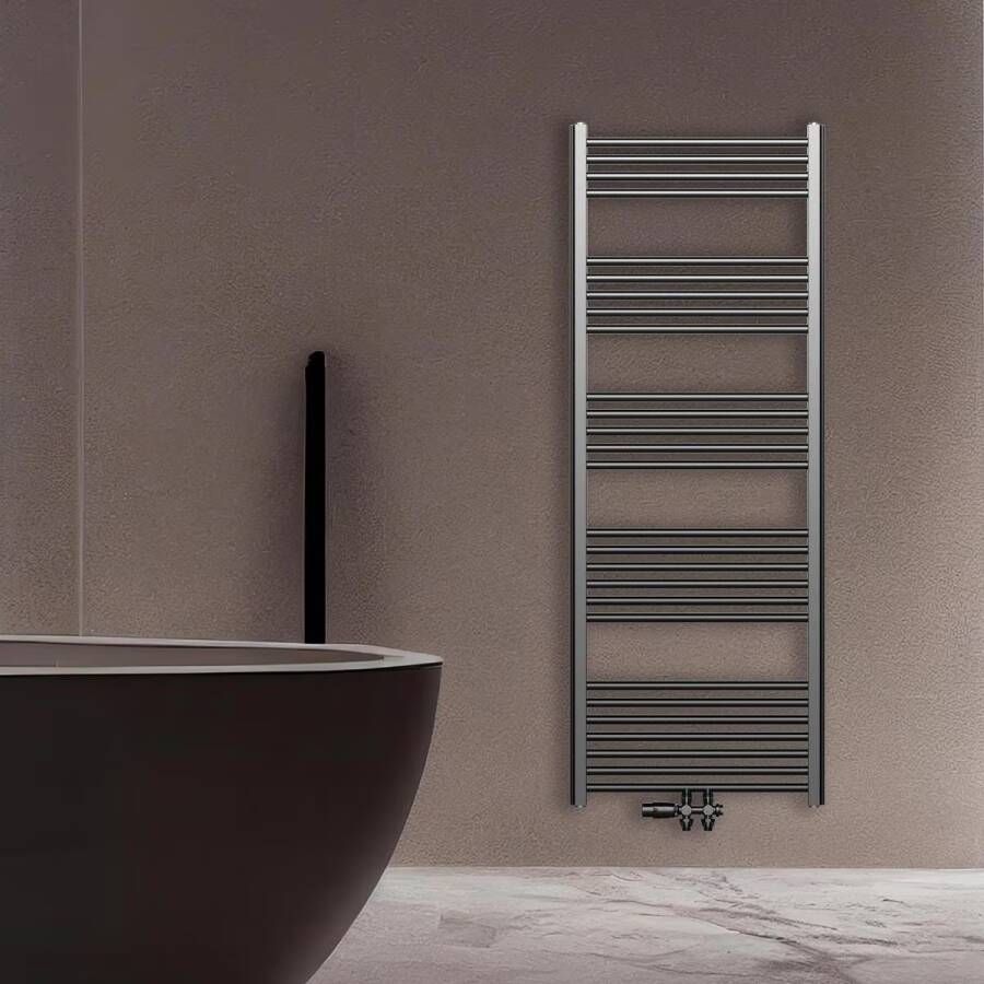 Belrad Handdoekradiator | 160x60 cm | Midden aansluiting | 557 watt | Gun Metal