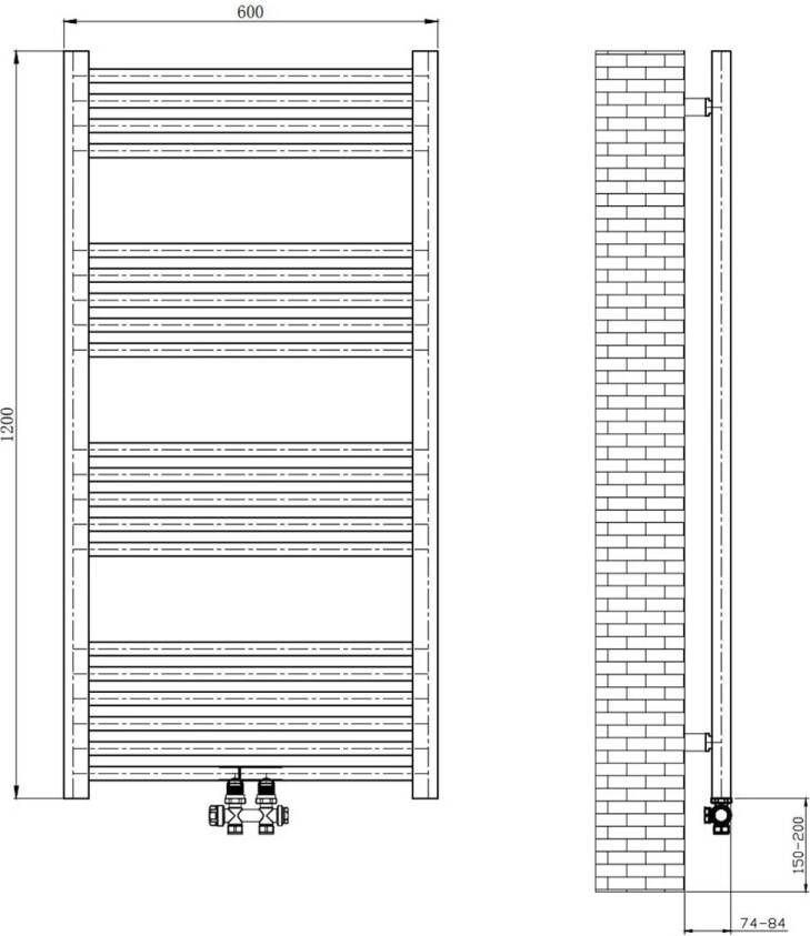 Belrad Radiator aansluitset | Thermostatisch | Muur- of vloeraansluiting | 1 2MX16 2 M30 | Gunmetal