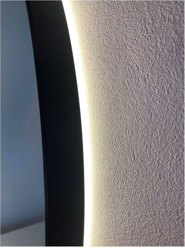 Best Design Veni Nero Spiegel rond met led verlichting 120 cm zwart mat