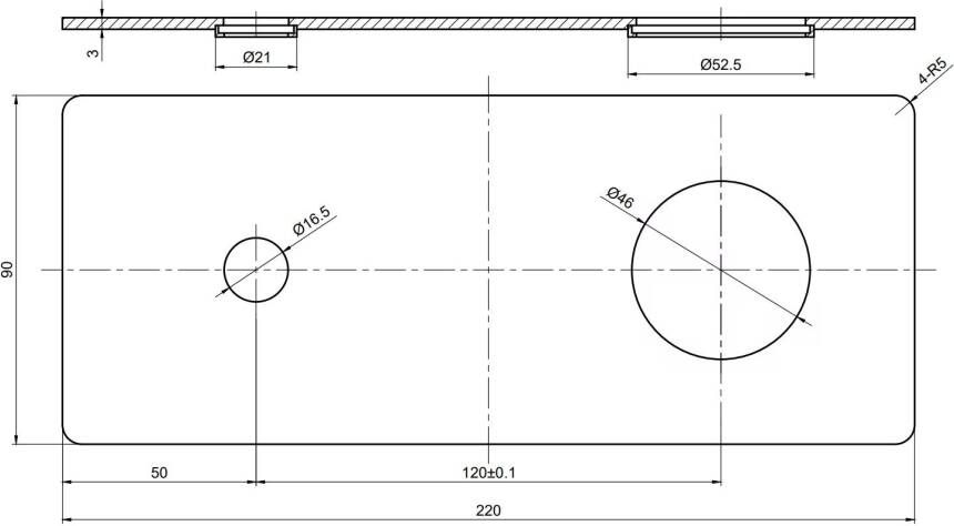 Blue Label Afdekplaat tbv wastafelkraan Brondby XL | Voor Wastafelkraan | Rechthoek | Zwart
