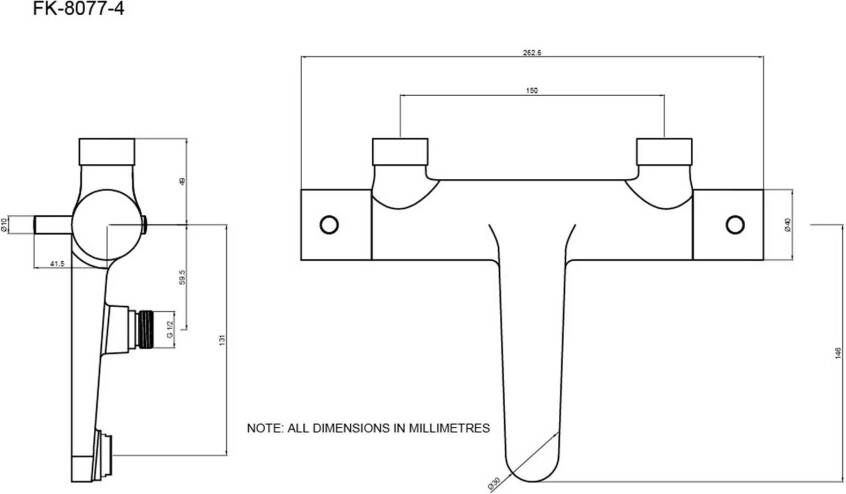 Blue Label Badkraan Skive | Opbouw | Thermostaatkraan | 2-weg | 2-hendels | Rond | Geborsteld goud PVD