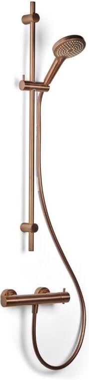 Blue Label Brondby Douchethermostaat Glijstangset | Opbouw | 90 cm | Rond | Geborsteld brons