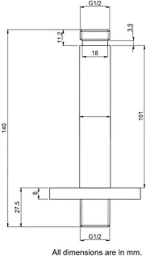 Blue Label Douchearm Brondby | 10 cm | Plafond montage | Messing | Rond | Chroom