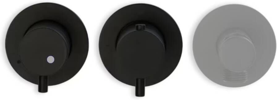 Blue Label Douchekraan Brondby | Inbouw | Thermostaatkraan | Excl.Aansluitbocht | Incl.Inbouwdeel | 3-weg | Rond | Zwart mat