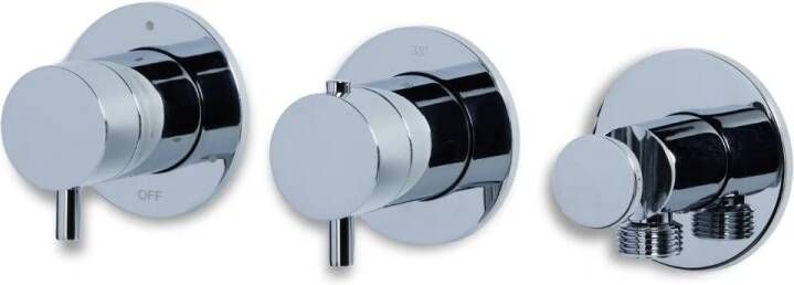 Blue Label Douchekraan Brondby | Inbouw | Thermostaatkraan | Excl.Aansluitbocht | Incl.Inbouwdeel | 3-weg | Rond | Chroom
