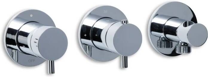 Blue Label Douchekraan Brondby | Inbouw | Thermostaatkraan | Excl.Aansluitbocht | Incl.Inbouwdeel | 3-weg | Rond | Chroom