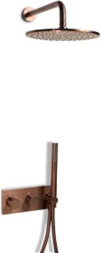 Blue Label Regendouche set Brondby | Inbouw | hermostaatkraan | 2-weg | Rond | Geborsteld brons