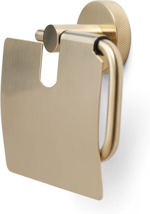 Blue Label Toiletrolhouder met klep Vida Facet | Wandmontage | Messing | Geborsteld goud PVD