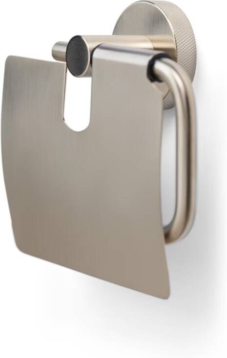 Blue Label Toiletrolhouder met klep Vida Facet | Wandmontage | Messing | Geborsteld nikkel PVD