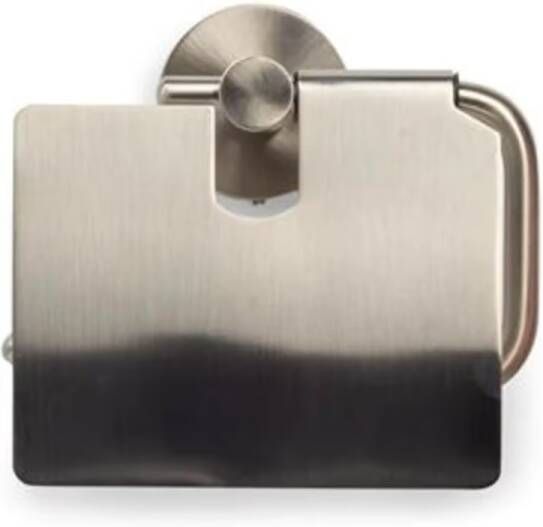 Blue Label Toiletrolhouder Vida | Wandmontage | Met klep | Messing | Geborsteld nikkel PVD