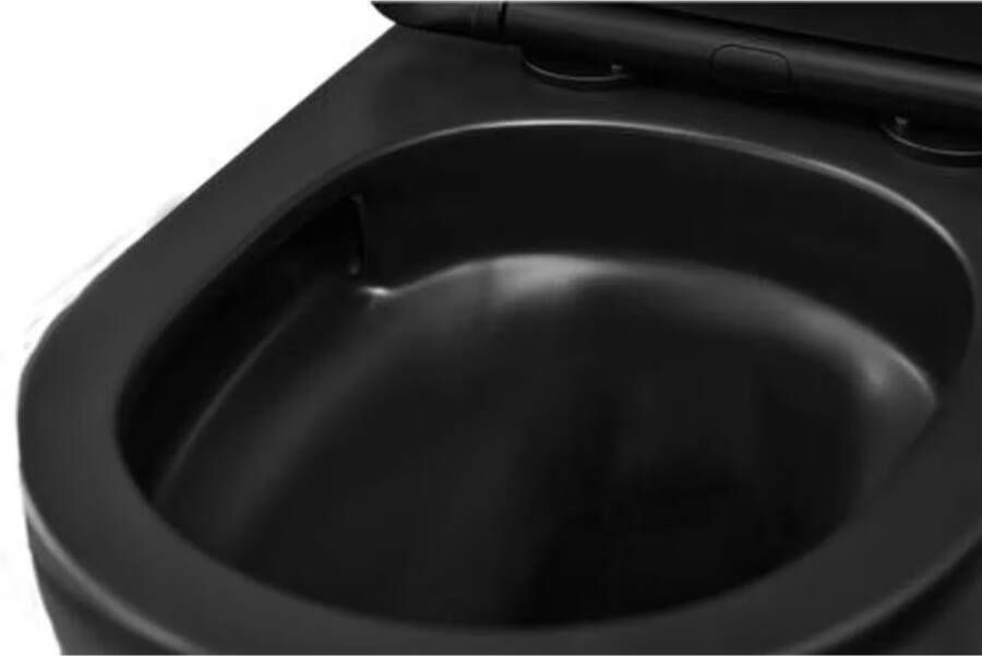 Blue Label Wandcloset Blue HAV | 53 cm | Rimless | Spinflush spoeltechniek | Incl.Toiletzitting | Keramiek | Mat zwart