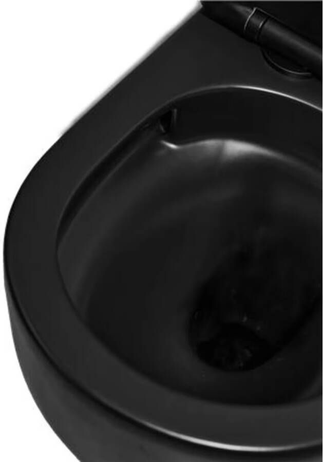 Blue Label Wandcloset Blue HAV | 53 cm | Rimless | Spinflush spoeltechniek | Incl.Toiletzitting | Keramiek | Mat zwart