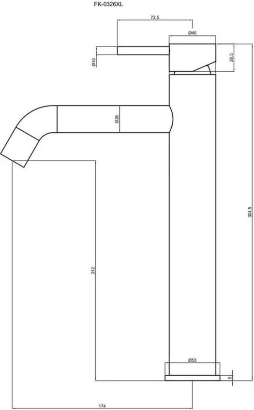 Blue Label Wastafelkraan Brondby XL | Opbouw | Mengkraan | Hoog model | 1-hendel | Rond | Chroom