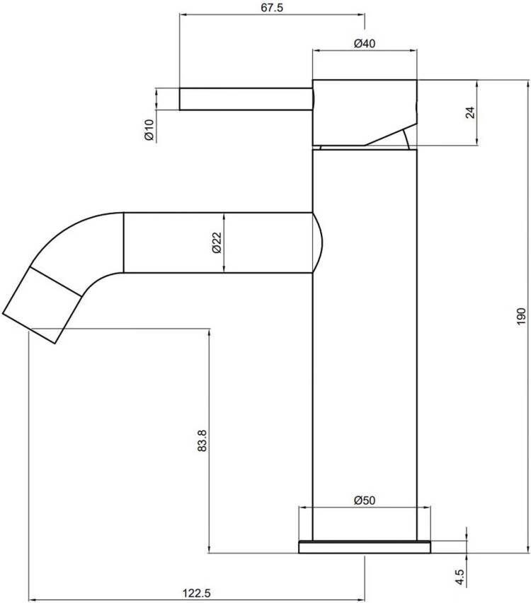 Blue Label Wastafelkraan Brondby XL | Opbouw | Mengkraan | Standaard model | 1-hendel | Rond | Geborsteld brons PVD