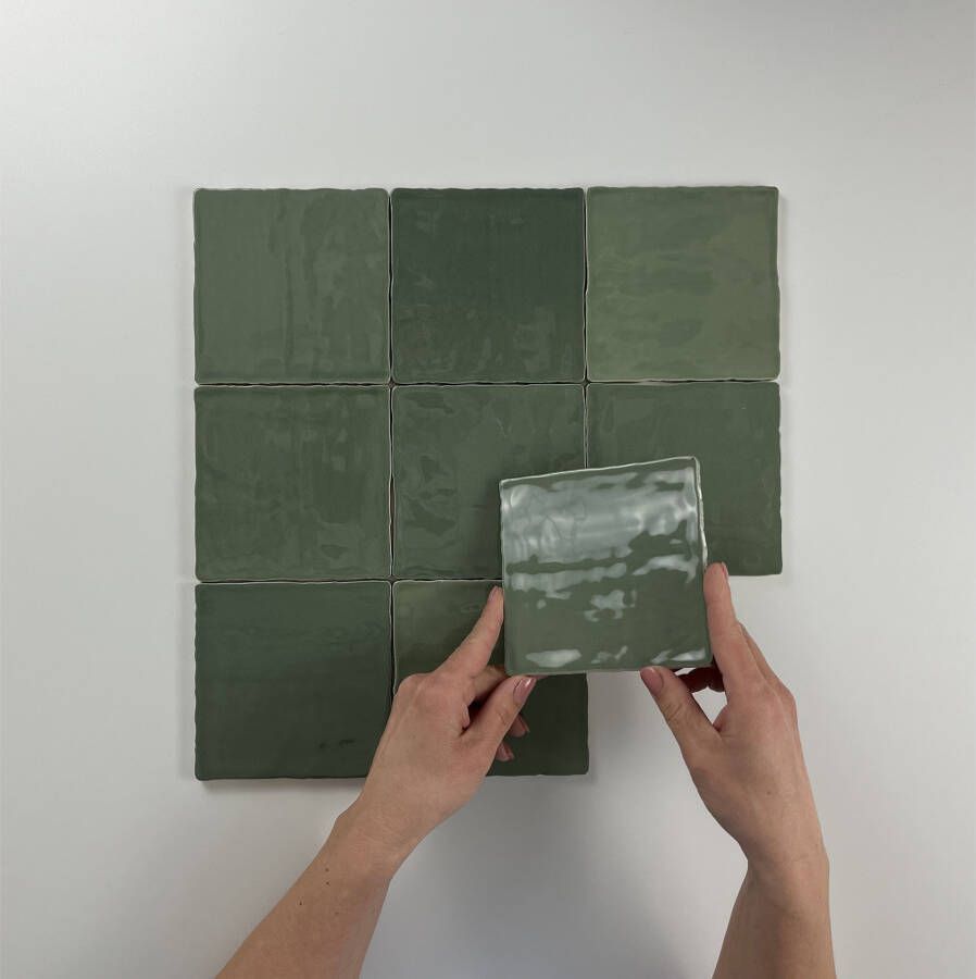 By Goof Moos Wandtegel | 13x13 cm | Vintage | Glans Groen