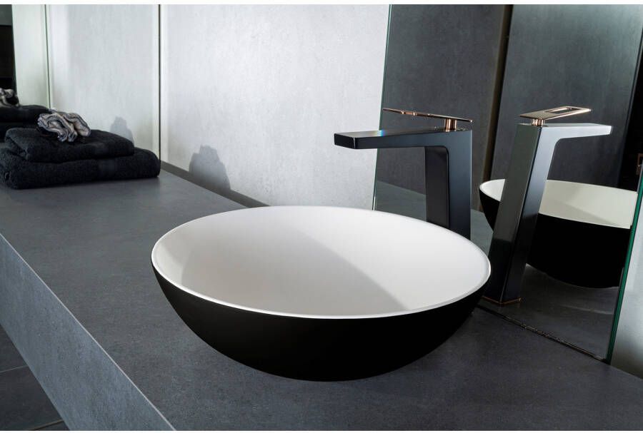 By Goof Waskom Sanne | 38.5 cm | Solid surface | Rond | Zwart