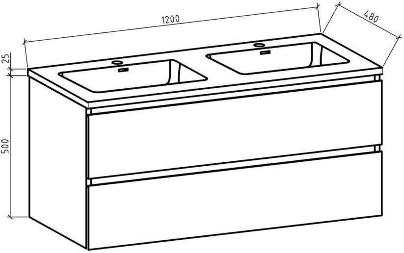 By Goof Tieme badkamermeubel 120x50x48cm eiken mat mineraalmarmer wastafel wit