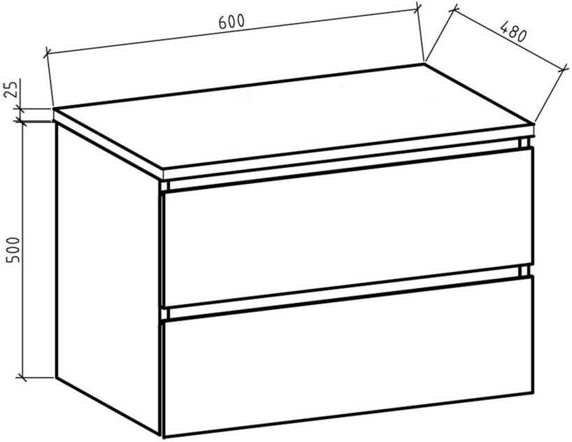 By Goof Tieme badmeubel eiken mat 60x50x48 cm met topblad met 2 softclose lades en 1 topblad