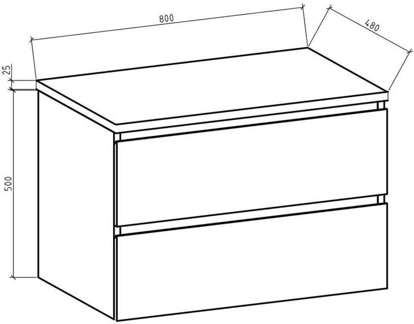 By Goof Tieme badmeubel eiken mat 80x50x48 cm met topblad met 2 softclose lades en 1 topblad