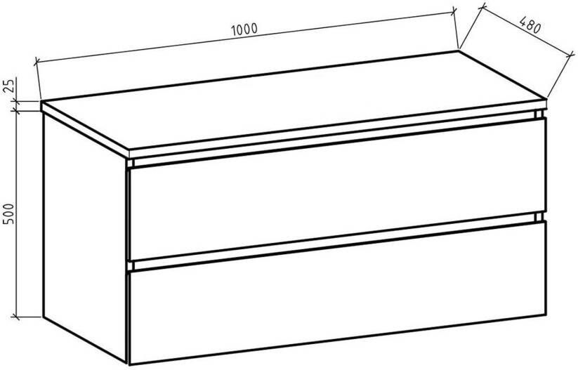 By Goof Tieme badmeubel grijs mat 100x50x48 cm met 2 softclose lades en 1 topblad