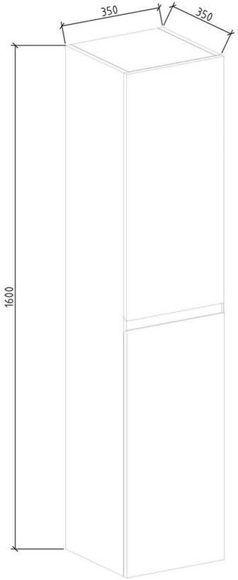 By Goof Tieme kolomkast hangend 160x35x35 cm mdf 2 deuren hoogglans wit