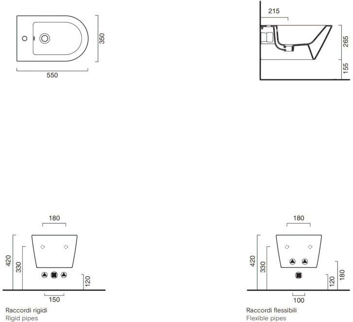 Catalano Bidet toilet Zero | 55 cm | Rimless | Wandhangend | Excl.Toiletzitting | Keramiek | Goud wit