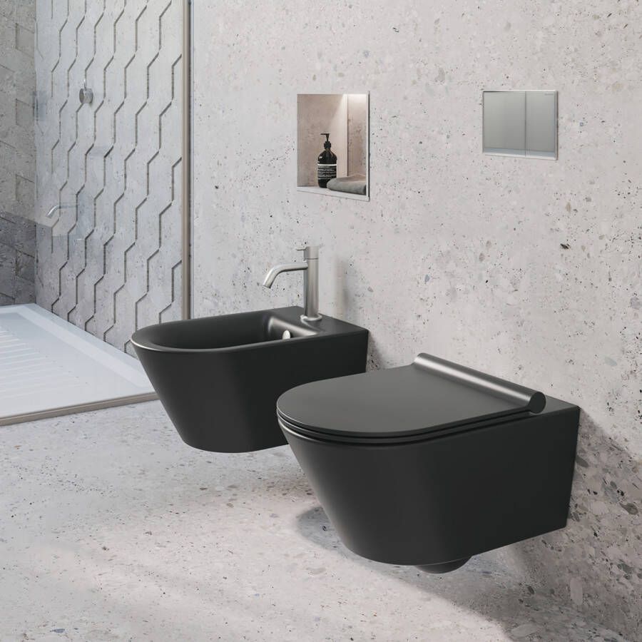 Catalano Bidet toilet Zero | 55 cm | Rimless | Wandhangend | Excl.Toiletzitting | Keramiek | Zwart mat