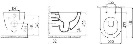 Creavit Wandcloset Freedom | Rimless | Met bidet | Excl.Toiletzitting | Keramiek | Basalt mat