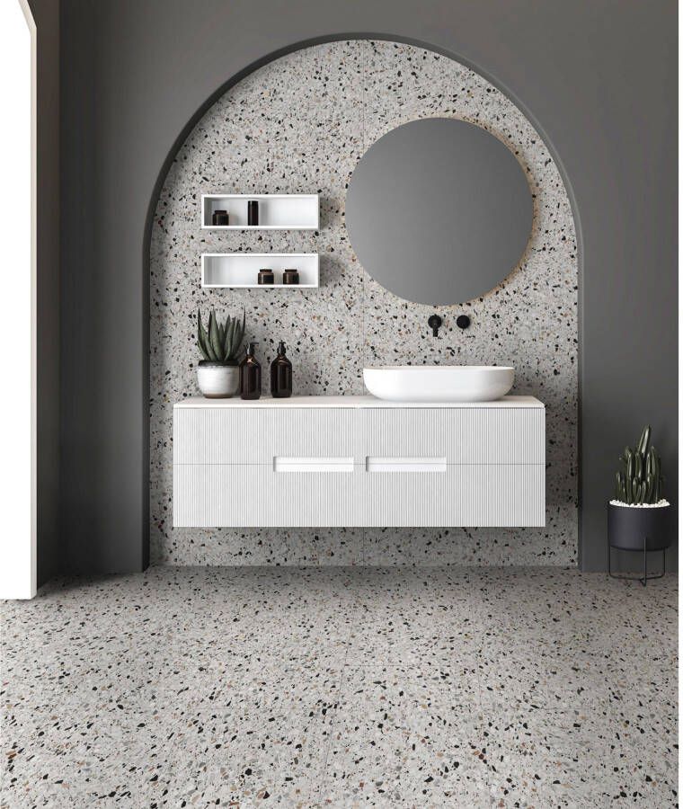 EnergieKer Medley Vloer- en wandtegel | 120x120 cm | Gerectificeerd | Terrazzo | Mat Wit