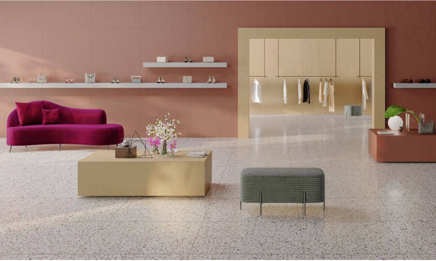 EnergieKer Medley Vloer- en wandtegel | 120x120 cm | Gerectificeerd | Terrazzo | Mat Wit