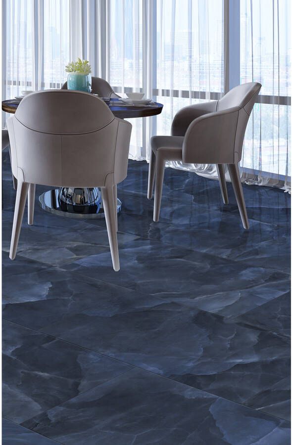 EnergieKer Onyx Vloer- en wandtegel | 60x60 cm | Gerectificeerd | Natuursteenlook | Gepolijst Blauw