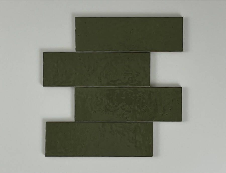 Equipe Cerámicas Kalma Wandtegel | 6x18.6 cm | Vintage | Glans Groen