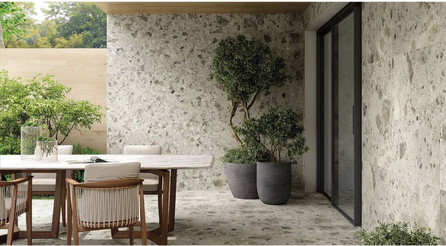 Fap Ceramiche Nativa Vloer- en wandtegel | 60x120 cm | Gerectificeerd | Terrazzo | Mat Grijs