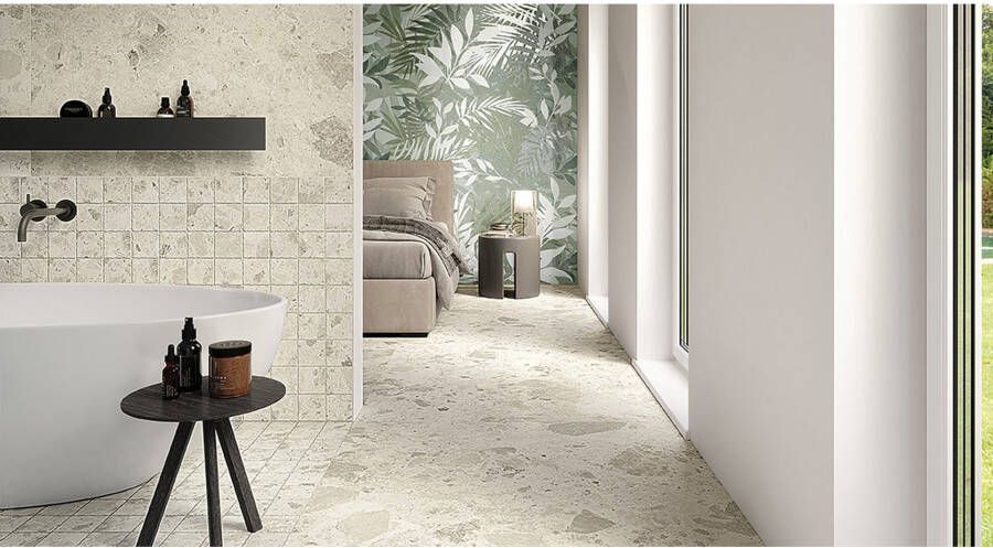 Fap Ceramiche Nativa Vloer- en wandtegel | 60x120 cm | Gerectificeerd | Terrazzo | Mat Wit